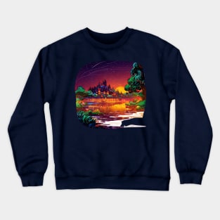 Magic Lantern Lighting Lake Water Pond Reflection Watercolor Crewneck Sweatshirt